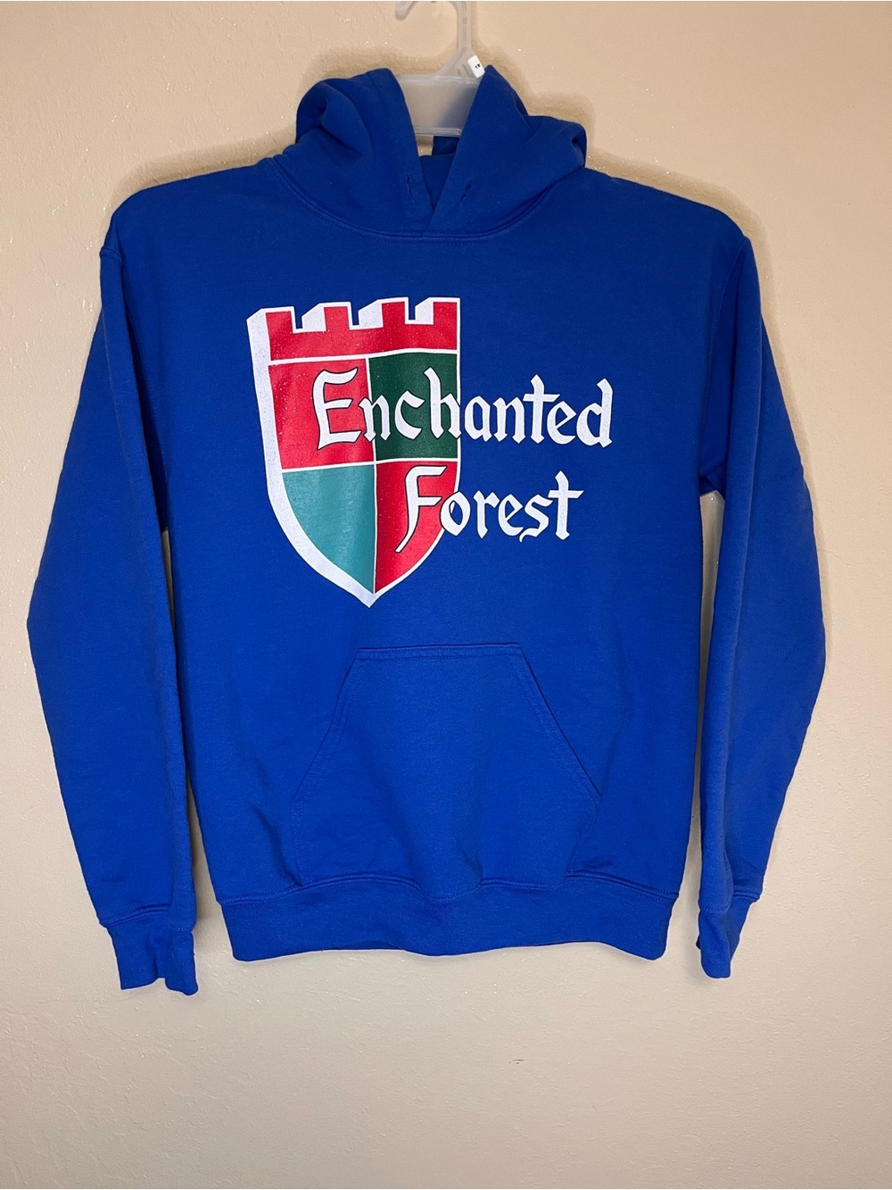 Vintage Enchanted Forest Oregon Hoodie Blue Shield Logo Salem Amusement Park